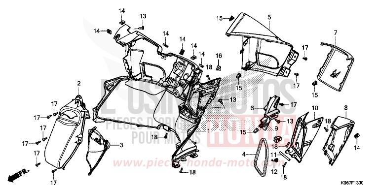 INNER COVER for PCX 125 MAT CARBONIUM GRAY METALLIC (NHB52) from 2019